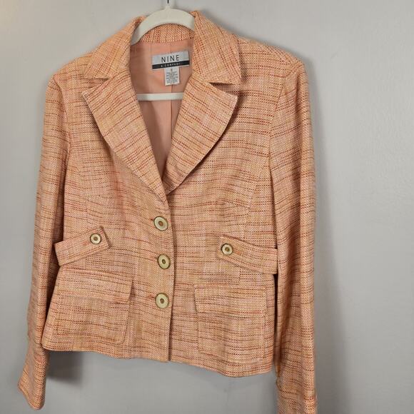 Nine & Company 'Tequila Sun' Melon 3-Button Tweed Suit Jacket 8 Schoolgirl NWT - Picture 2 of 8